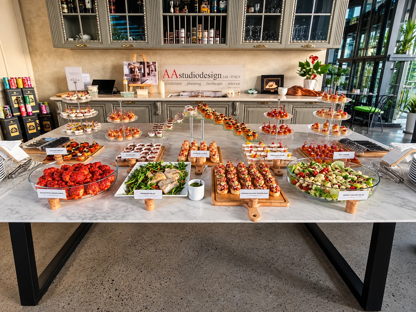 A Pasta Fresca buffet prepared for an event