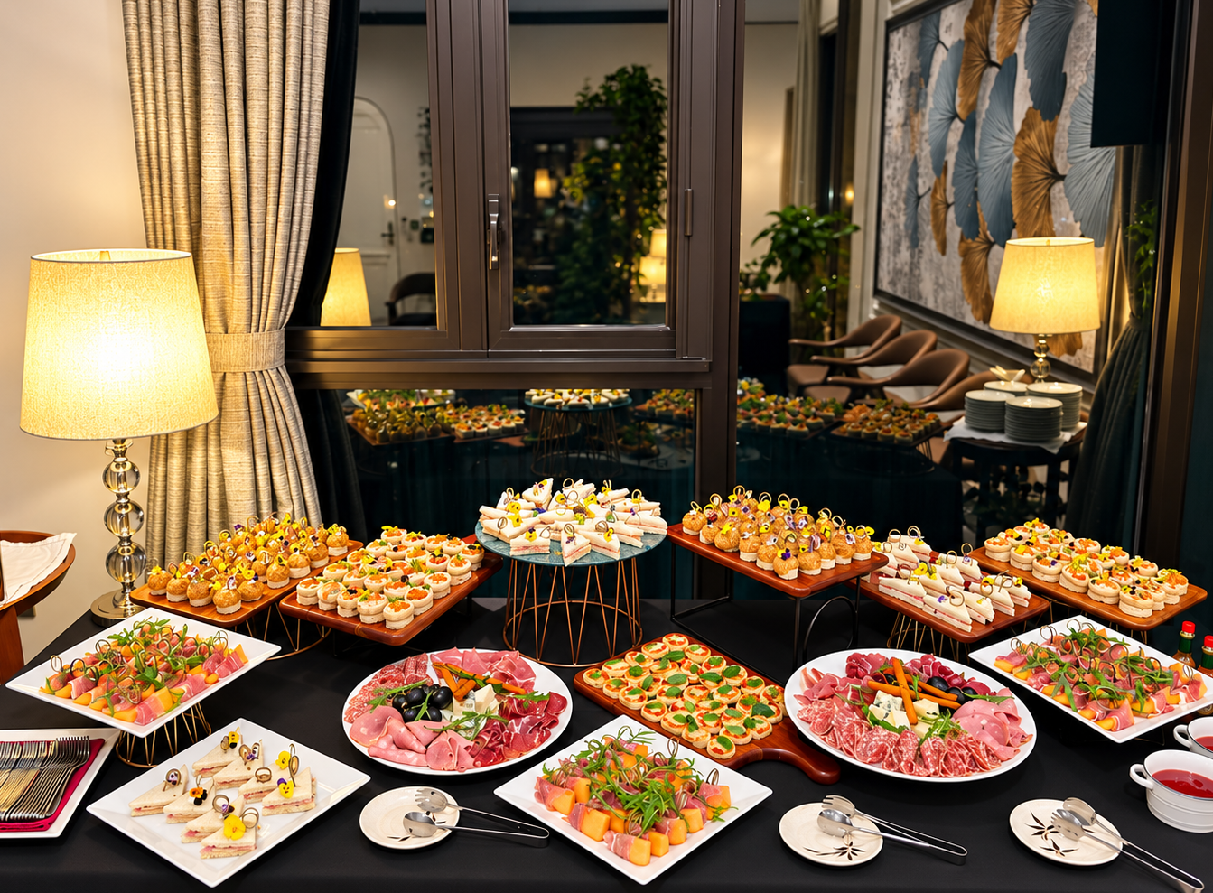 A canapé spread prepared for an event